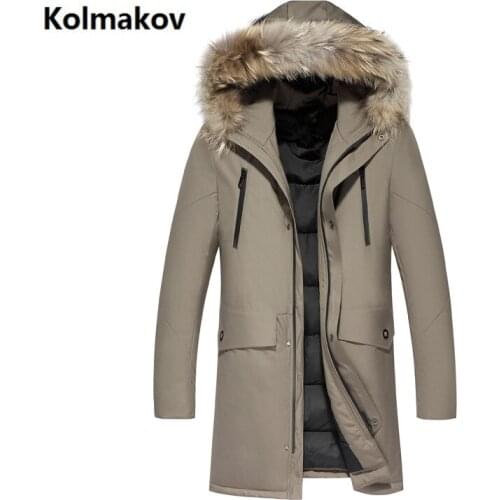 2019 winter 90% White Duck Down hooded jackets men,Real fur collar mens hooded jackets ,Warm mens coat Black grey Khaki