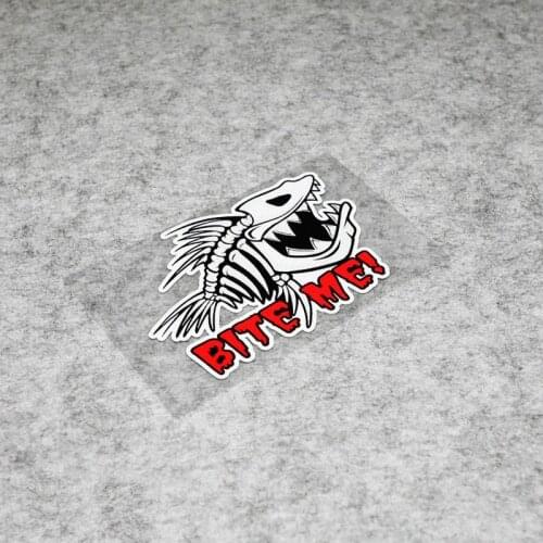 NO.S105 Fish Bone BITE ME Creative Motorcycle Trunk Fuel Tank Stickers Waterproof Car Window Stickers and Decal