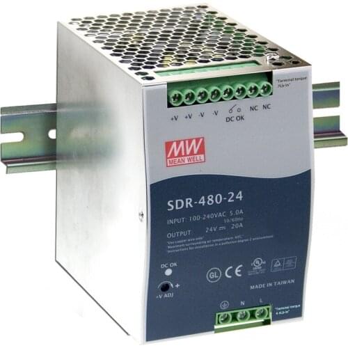 MEAN WELL original SDR-480-24 24V 20A meanwell SDR-480 24V 480W Single Output Industrial DIN RAIL with PFC Function