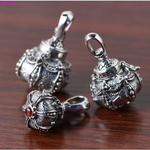 BOCAI real sterling silver S925 pendant for men and women gauze box sachet Thai silver inlaid gems Chinese Style Pendant