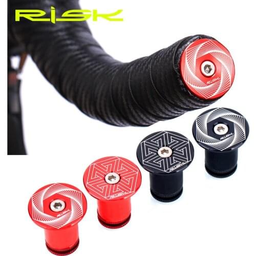 RISK 1Pair Bike Handlebar Cap Bicycle Grips Aluminum Alloy Bike Handlebar End Lock-On Plugs Bar Grips Caps Covers Lightweight