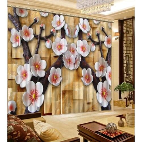 Luxury Blackout 3D Window Curtains For Living Room Bedroom Customized size relief curains flower curtains