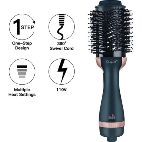 CkeyiN Professional Hot Air Brush Automatic Hair Curling Roller Heat Air Comb Negative Ion Hair Curler Blow Dryer Brush 1000W