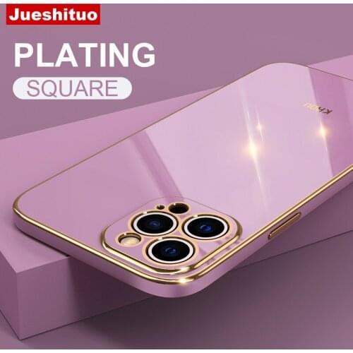 JUESHITUO For iPhone 7 8 11 Pro Max Original Plating Silicone Phone Case For iPhone 12 Pro Max X XR XS Max SE 2020 Smooth Coque