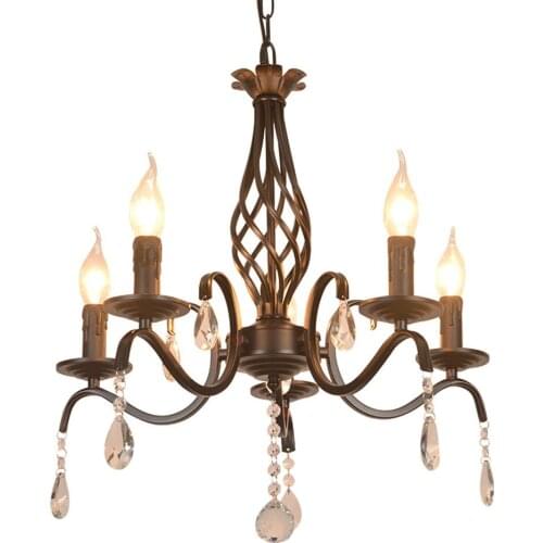 Mediterranean Living Room Crystal Chandeliers Luxury Royal Painted Metal Romantic Dining Room Bedroom Chain Chandeliers