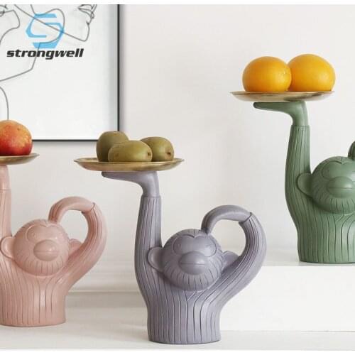 Strongwell Morandi Color Living Room Monkey Storage Tray Decoration Candy Plate Sundries Holders Desktop Decor Ornament Artware