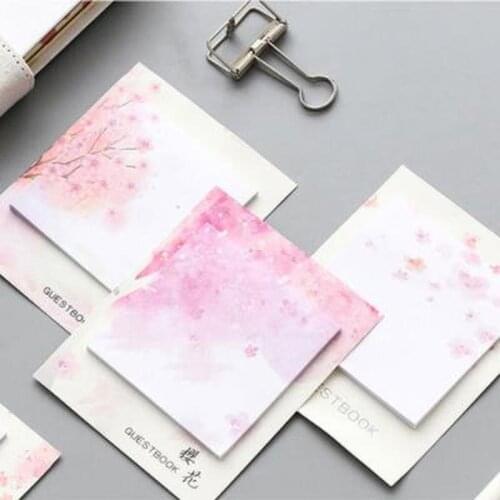 Cherry Blossoms Sticky Notes Stationery Cute Memo Pad Cartoon Planner Stickers Kawaii Office School Supplies Sticker Maker
