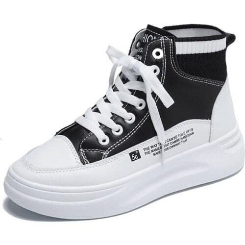 2021 Spring New Net Red White Shoes High Top Womens Shoes Ladies Thick-Soled Non-Slip Casual Vulcanized Shoes