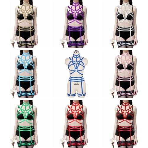 Underwear Women Sexy Lingerie Set Harness Bra Exotic Accessories Full Body Bondage Fetish Cage Chest Suspender Belt Garters