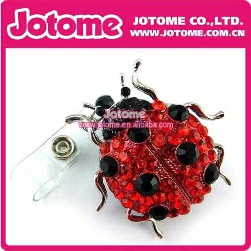 100pcs/lot Coloful Fashion Ladybug Animal Crystal ID Badge Holder Fashion Women Jewelry