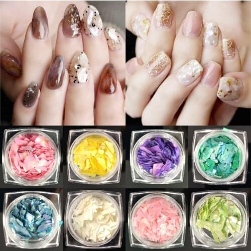 1x Pot Charm Natural Nail Sequins Nail Sea Shell Conch Clips Stickers Manicure 3D DIY Nail Decoration Salon Nail Decals Tool
