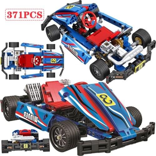 371pcs City Kart Car Model Sets Building Blocks Technic Racing Vehicle DIY Bricks Educational Toys for Children