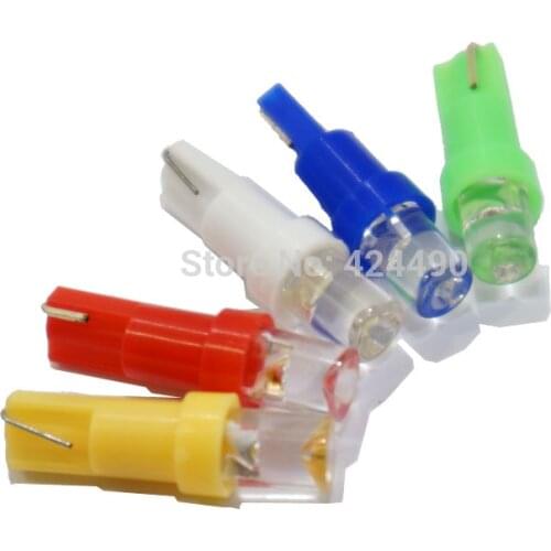 500 X T5 1 Flat Led Wedge Car Side Tail Dashboard License Plate Projector Lights Lamps Bulbs White/Red/Blue/Green 12V