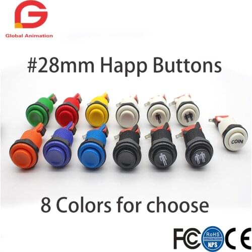 8 Colors Orange Purple Push Button Happ American Style With Micro Switch for All Kinds Multi Arcade MAME Raspberry pi Jamma Game