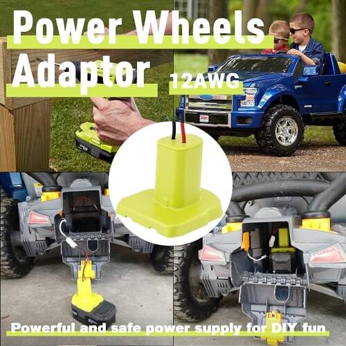 Power Wheels Adapter For Ryobi 18V One RC Toy & Car e-Bike Converter With 12 Gauge Robotics