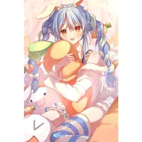 Usada Pekora Anime Poster Custom Satin Poster New Print Cloth Canvas Fabric Wall Poster No Frame Bedroom Home Decoration 0603