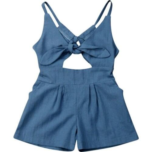Citgeett Summer Fashion Solid Kids Baby Girl Romper Backless Jumpsuit Sleeveless Outfit Cute Clothes