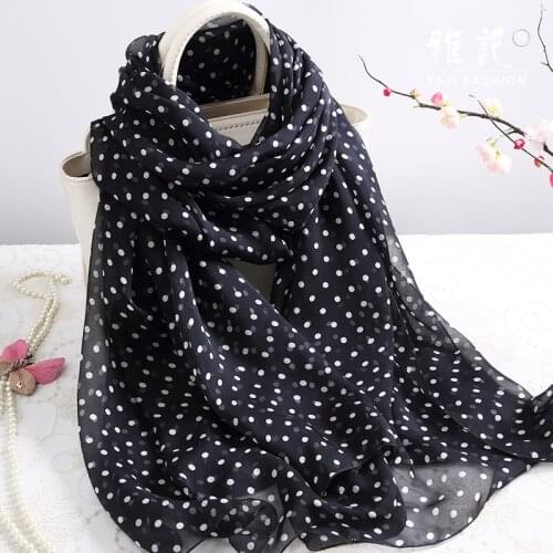 Long printed silk scarf White and black dots Hangzhou 100% Real Silk Scarf Women 2020 female spring autumn winter spring summ