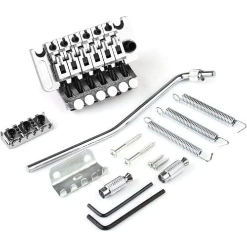 Electric Guitar Tremolo Bridge Assembly Double System Parts 2 Point St Strat Style Guitar Tremolo Bridge Locking System (Silver)