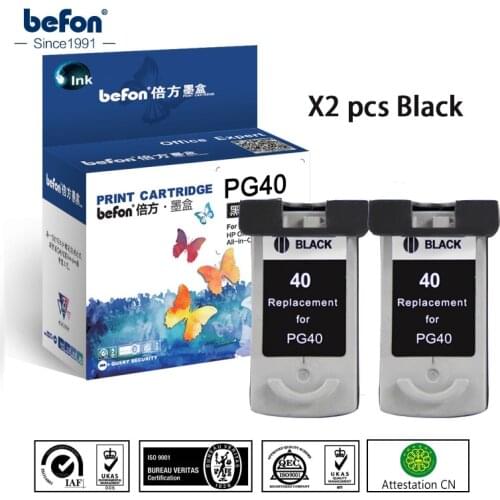 Befon X2 Compatible 40 Cartridge Replacement for Canon PG40 PG 40 Black Cartridge for PIXMA IP1180 1980 2580 2680 MP145 198 228