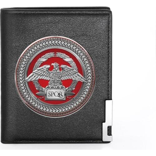 High Quality Roman Empire SPQR Printing Mens Wallet Leather Purse For Men Credit Card Holder Short Male Slim Coin Money Bags
