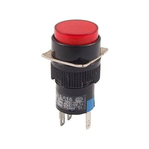 Red Neon Light DC 5A/30V AC 3A/250V Momentary Push Button Switch