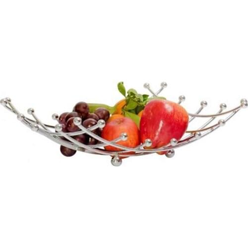 Creative Convenient Fruit Basket Bowl Vegetable Rack Stainless Steel Storage Stand Holder Apple Orange ,As Shown