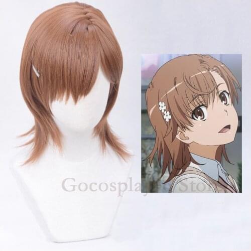 Misaka Mikoto Wig Toaru Kagaku no Choudenjihou Cosplay Wig A Certain Magical Index Brown Synthetic Hair Halloween Role Play