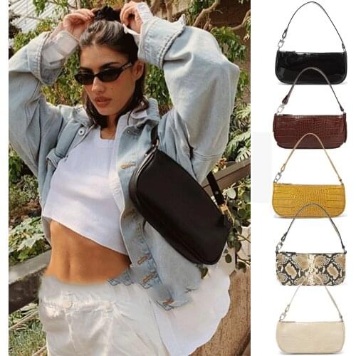 Fashion Women Lady Vintage Baguette Bags Totes PU Leather Handbag Retro Small Crossbody Shoulder Bag