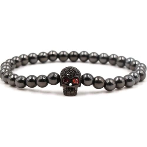 Fashion iyut4 elastic adjusted skull Copper bead micro pave cz zircon cubic zirconia ball Jewelry Bracelet