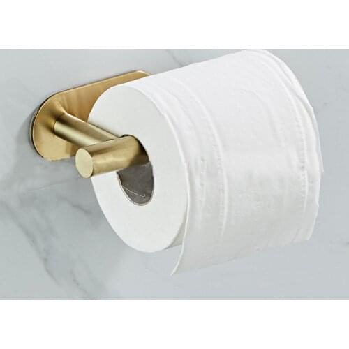 Bathroom Hardware Set Brushed Gold Robe Hook Towel Bar Toilet Paper Holder Bath Bathroom Accessories Punch-free Towel Bar