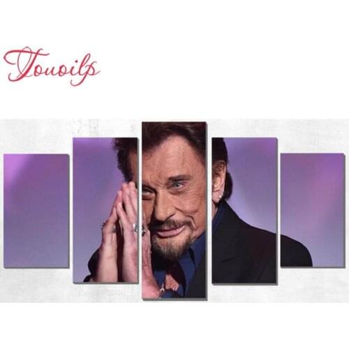 5pcs Full Diamond painting Johnny Hallyday Diamond Embroidery 5D Diamond Mosaic Cross Stitch Picture Of Rhinestones Home Decor