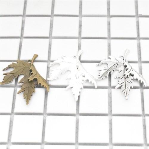 NEW 5pcs/lot 55x46mm Three Colors Plated Leaf Charms Pendant For Making DIY Handmade Jewelry