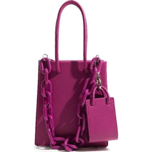 2021 spring new niche designer retro acrylic chain underarm bag single shoulder Dark purple lilac portable small square handbag