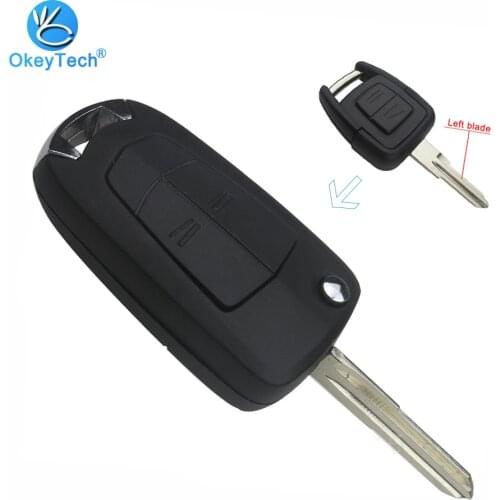 OkeyTech Modified Key Flip Folding Remote Car Key Shell 2 Button Uncut HU46 Left Blade for Opel Montana Vectra Agile Novo Corsa