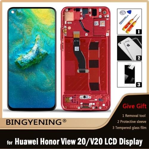 Original For Huawei Honor V20 LCD Display Screen Touch Digitizer Assembly For 6.4 inch Honor View 20 PCT-L29 Phone With Frame