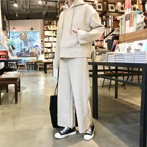 Autumn Fleece Hoodie Sets Women Casual Solid Woman Sweatshirt Tracksuit Suit Fashion Oversize Warm Hoody Tops Pants 2 Pieces Set