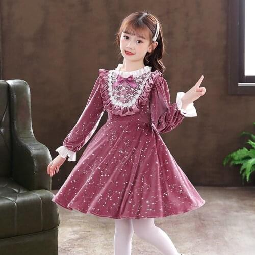 Long sleeve sweater dress girl Princess Little Girl Dress Party Dress Christmas Little Girl Dress 2021 new dress 2-6 years