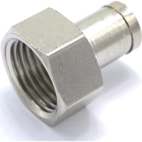 Pneumatic Nickel Brass Push In Connector Union Quick Release Air Fitting Plumbing 1/2" BSP Female to Fit Tube O/D 8mm