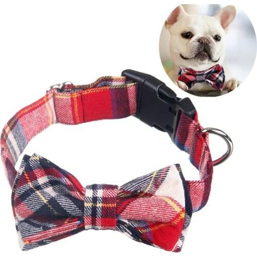Christmas Plaid Pattern Pet Dog Collar with Traction Rope Buckle