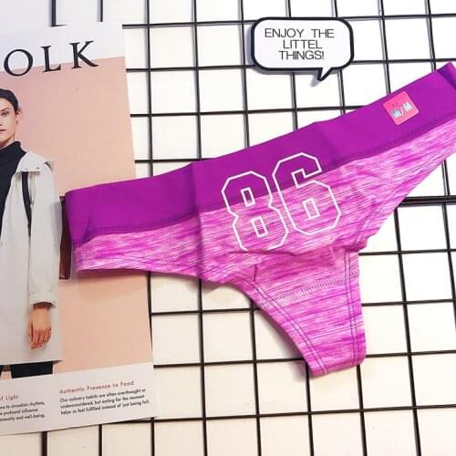 Pink Cute Alphabet Sports Cotton Fabric Sexy Interest Low Waist Traceless Lady Triangular T-Pants Pink