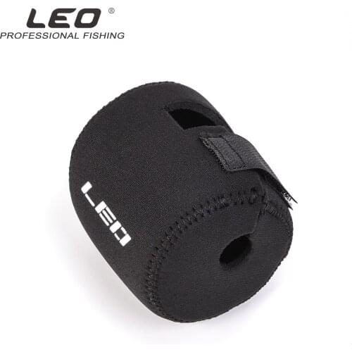 LEO 27916 Fishing Reel Bag Black SBR 25g 8cm*7cm Elastic Protect Spinning Reels Magic Sticker Drum Pack Fishing Tackle Pesca