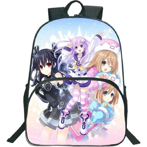 16 Inch Mochila Hyperdimension Neptunia Large Backpack Child Kawaii Schoolbags Japanese Anime backpacks Teenager Girls Rucksack