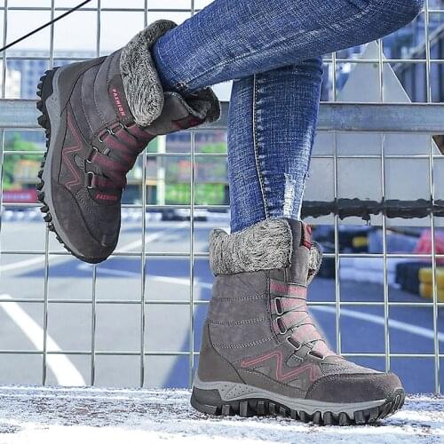 SusuGrace Woman Casual Snow Boots Winter female Warm Plush Lining High-top Shoes Outdoor Lace-up Slip Resistant Botas de mujer