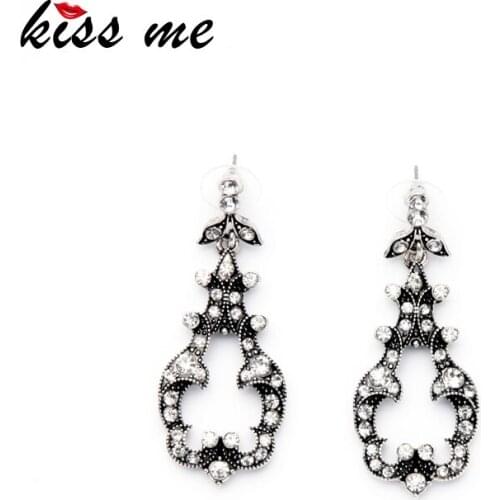 Symmetry Silver Color Crystal Flowers Drop Earrings New Design Retro Jewelry Charming Earrings for Women Gift