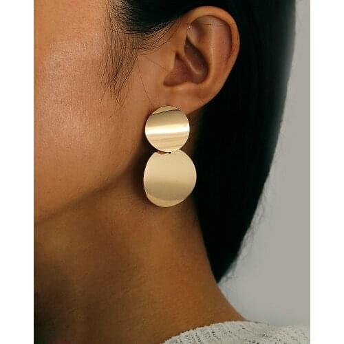 ZHOUYANG Drop Earrings For Women Simple Hyperbole Style Geometry Smooth Metal Gold Silver Color Party Fashion Jewelry KAE209