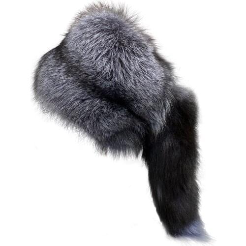 Natural Fox Fur Hat Ladies Real Fox Hat Winter Thick Warm Fashion Hat Silver Fox Fur Hat Ladies