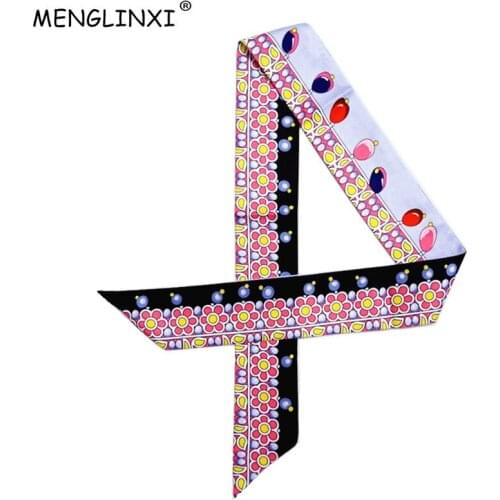 Small Color Lamp Skinny Silk Scarf 2020 New Brand Women Scarves Jewel Pattern Head Scarf Handle Bag Scarves Wraps