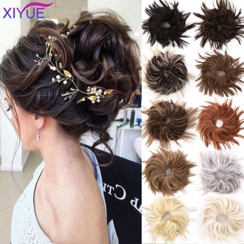 XIYUE Synthetic Messy Hair Bun Tousled Hairpiece Elastic Band Chignon Curly Scrunchie Updo Cover Hair Tail for women