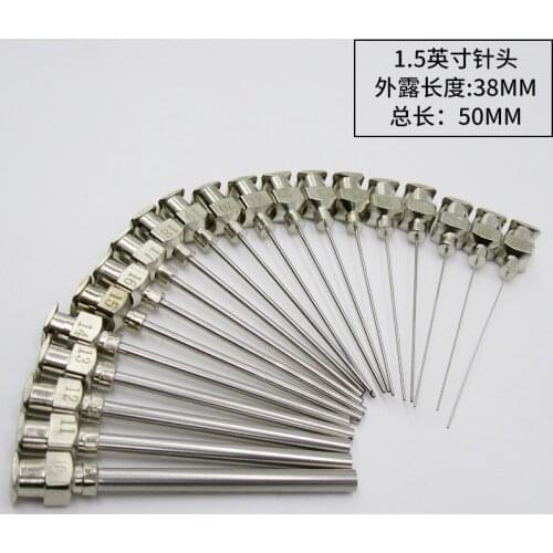 5pcs 10G to 27G 1.5" 1.5 Inch All Metal Needle Blunt Tip Stainless Steel Syringe Dispenser Needles Flat End